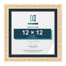 Louis Range Cream Picture, Photo & Poster Frame with Pacific Blue Mount - 14x14" Frame for 12x12" Photo, Cream