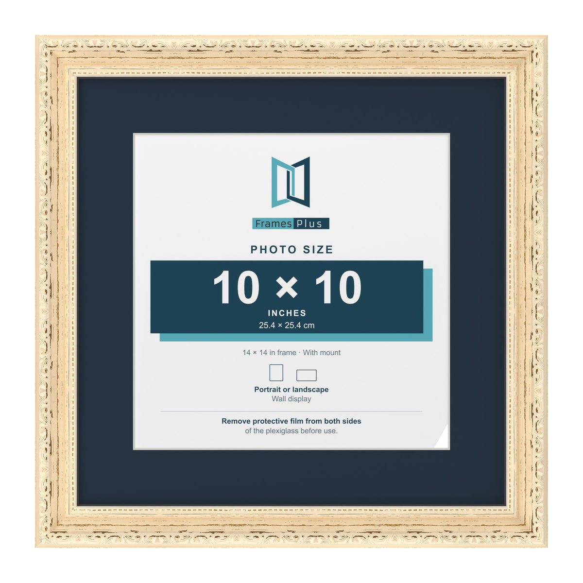 Louis Range Cream Picture, Photo & Poster Frame with Pacific Blue Mount - 14x14" Frame for 10x10" Photo, Cream