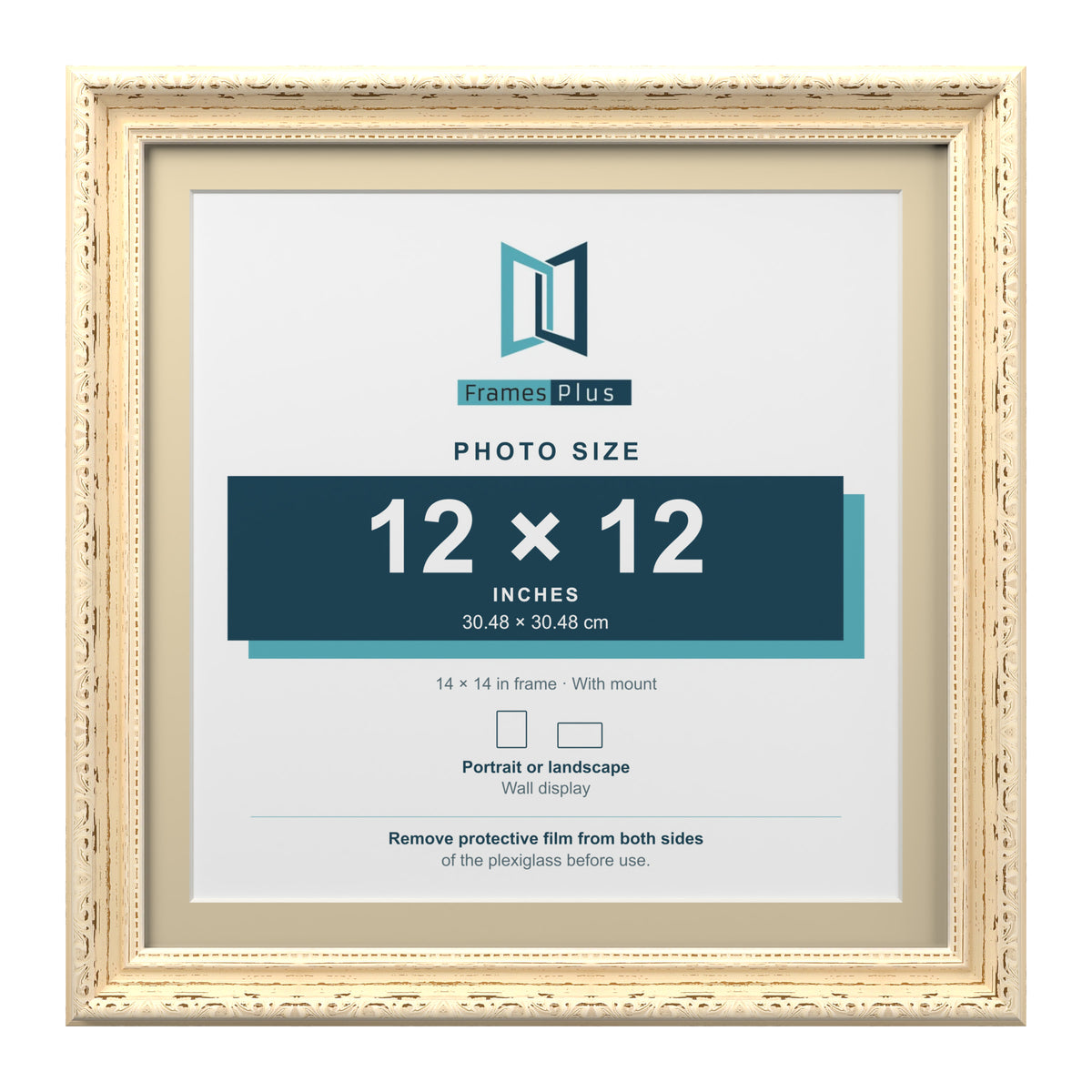 Louis Range Cream Picture, Photo & Poster Frame with Ivory Mount - 14x14" Frame for 12x12" Photo, Cream