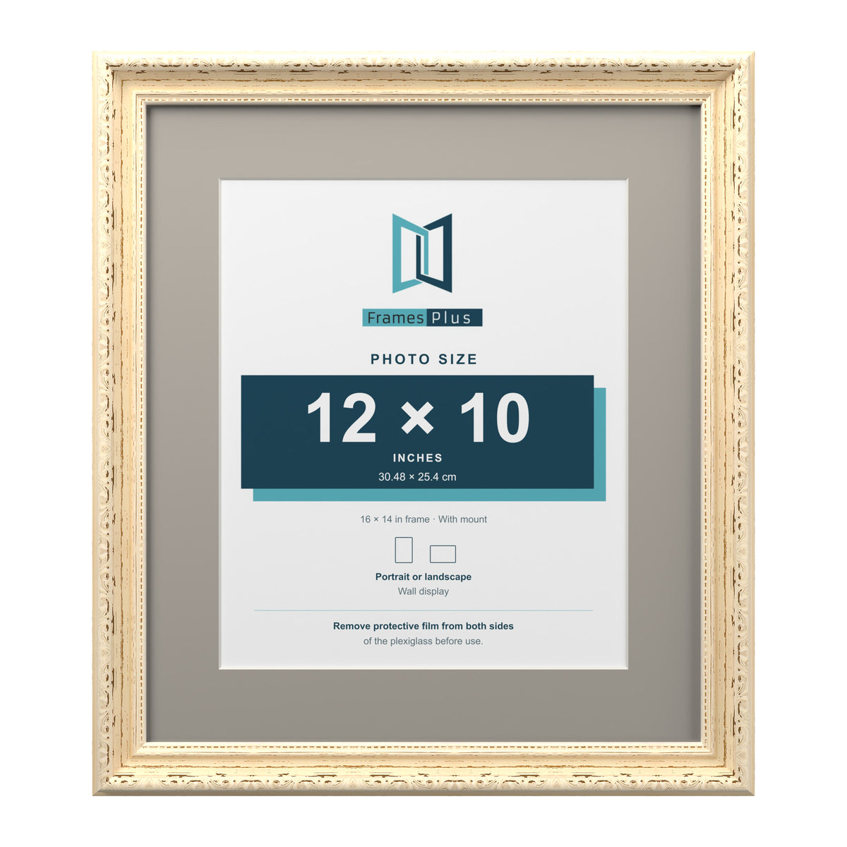 Louis Range Cream Picture, Photo & Poster Frame with Dawn Grey Mount - 16x14" Frame for 12x10" Photo, Cream