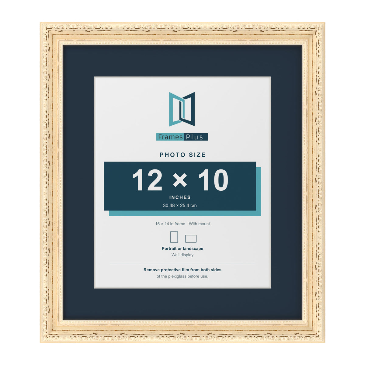 Louis Range Cream Picture, Photo & Poster Frame with Pacific Blue Mount - 16x14" Frame for 12x10" Photo, Cream