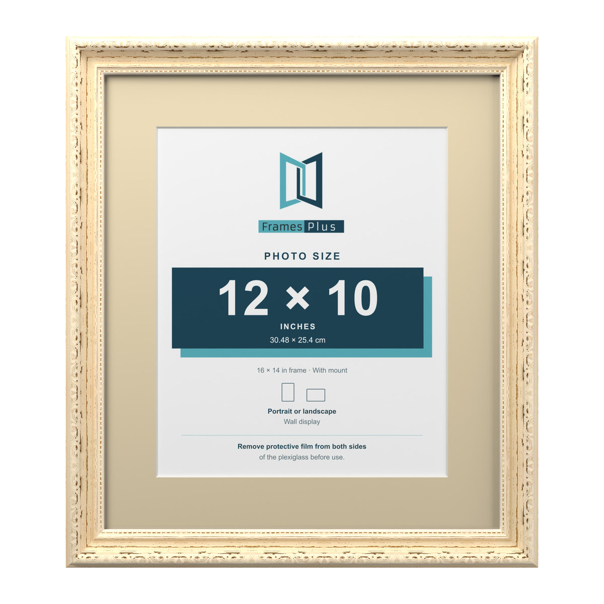 Louis Range Cream Picture, Photo & Poster Frame with Ivory Mount - 16x14" Frame for 12x10" Photo, Cream