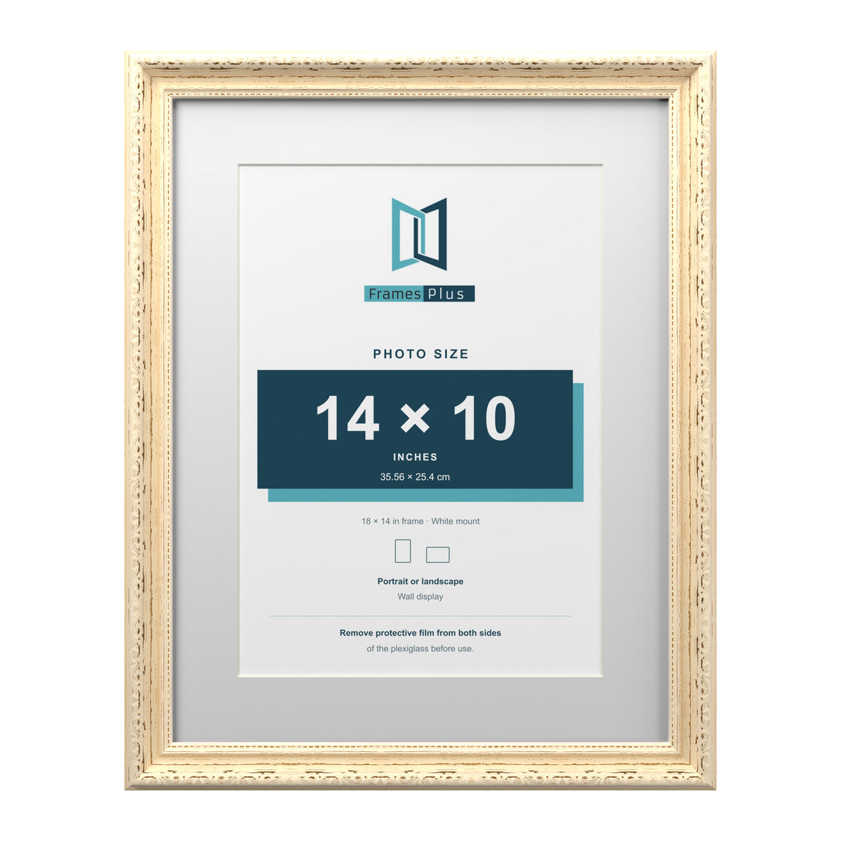 Louis Range Cream Picture, Photo & Poster Frame with White Mount - 18x14" Frame for 14x10" Photo, Cream