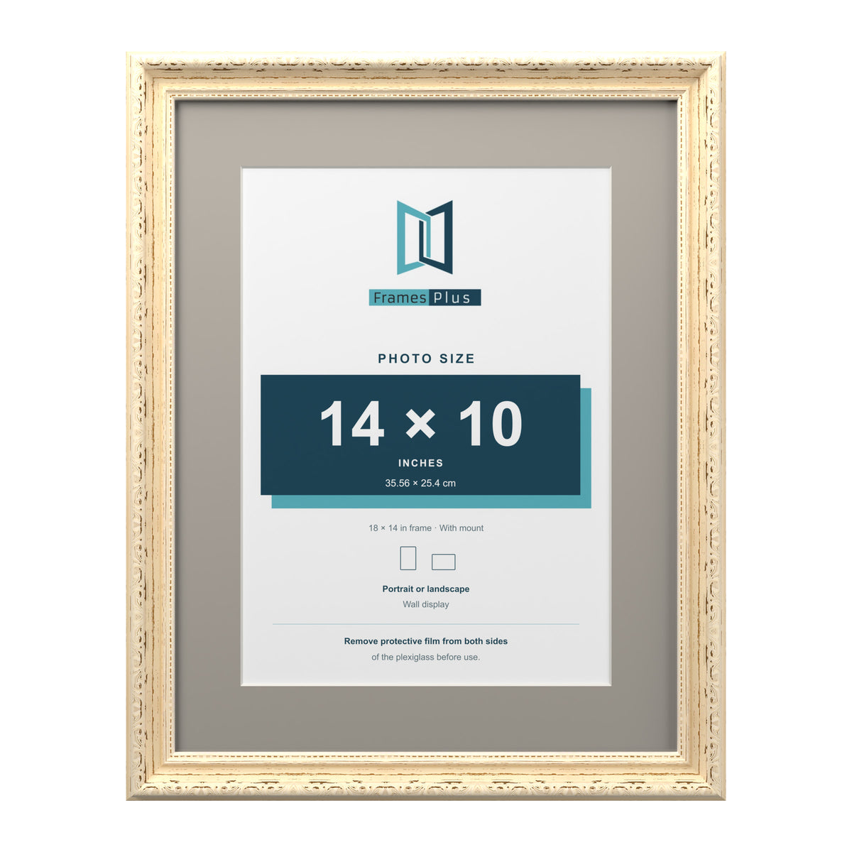 Louis Range Cream Picture, Photo & Poster Frame with Dawn Grey Mount - 18x14" Frame for 14x10" Photo, Cream
