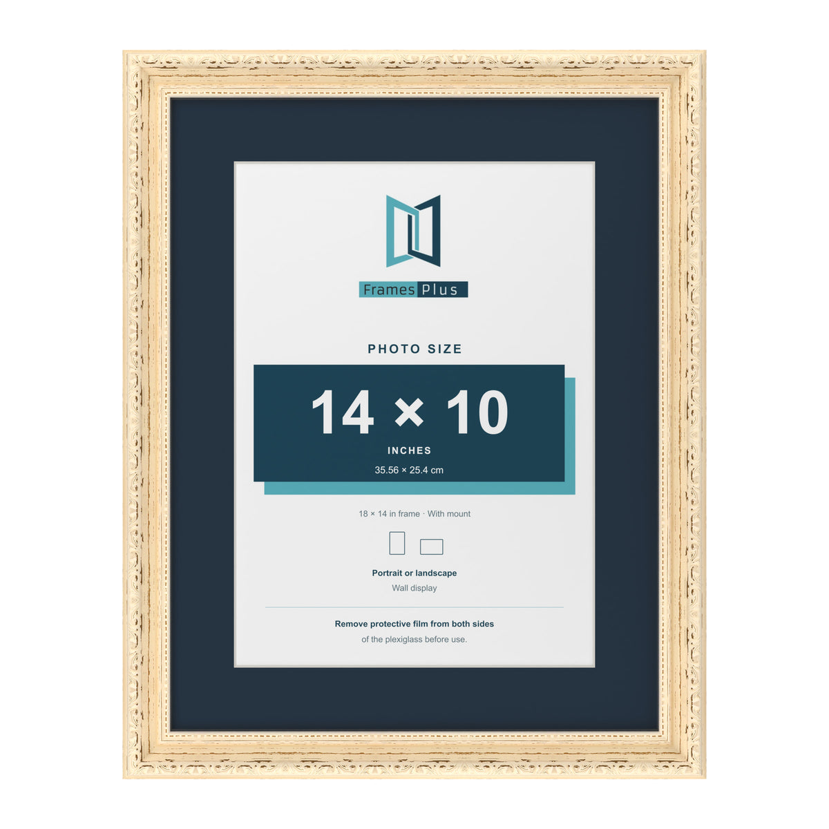Louis Range Cream Picture, Photo & Poster Frame with Pacific Blue Mount - 18x14" Frame for 14x10" Photo, Cream