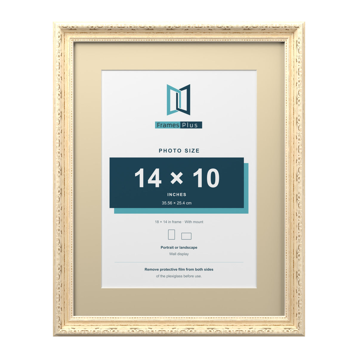Louis Range Cream Picture, Photo & Poster Frame with Ivory Mount - 18x14" Frame for 14x10" Photo, Cream