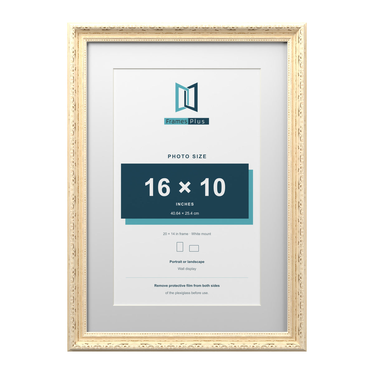 Louis Range Cream Picture, Photo & Poster Frame with White Mount - 20x14" Frame for 16x10" Photo, Cream