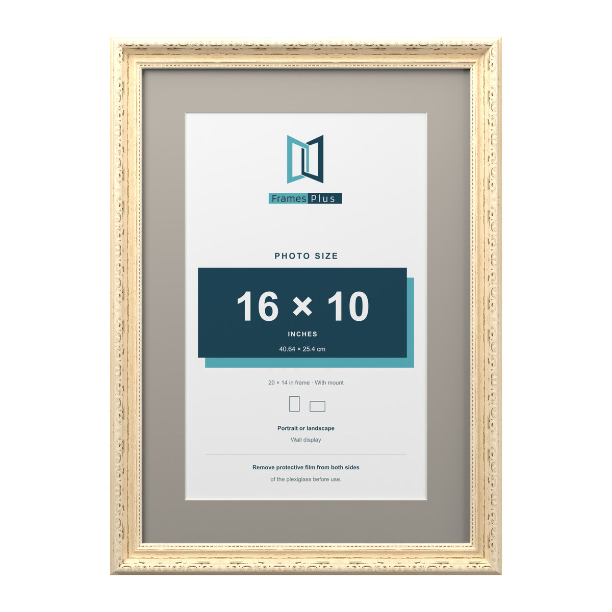 Louis Range Cream Picture, Photo & Poster Frame with Dawn Grey Mount - 20x14" Frame for 16x10" Photo, Cream