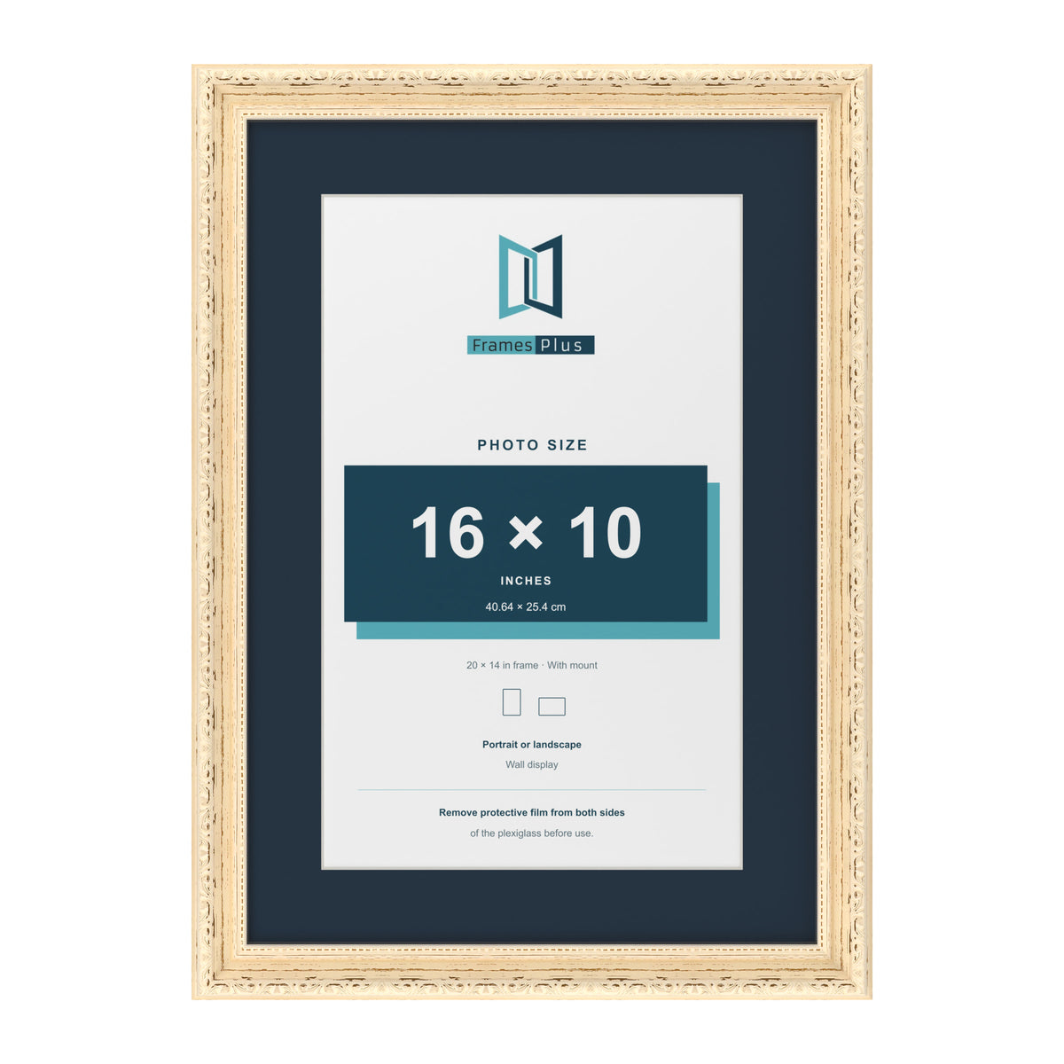 Louis Range Cream Picture, Photo & Poster Frame with Pacific Blue Mount - 20x14" Frame for 16x10" Photo, Cream