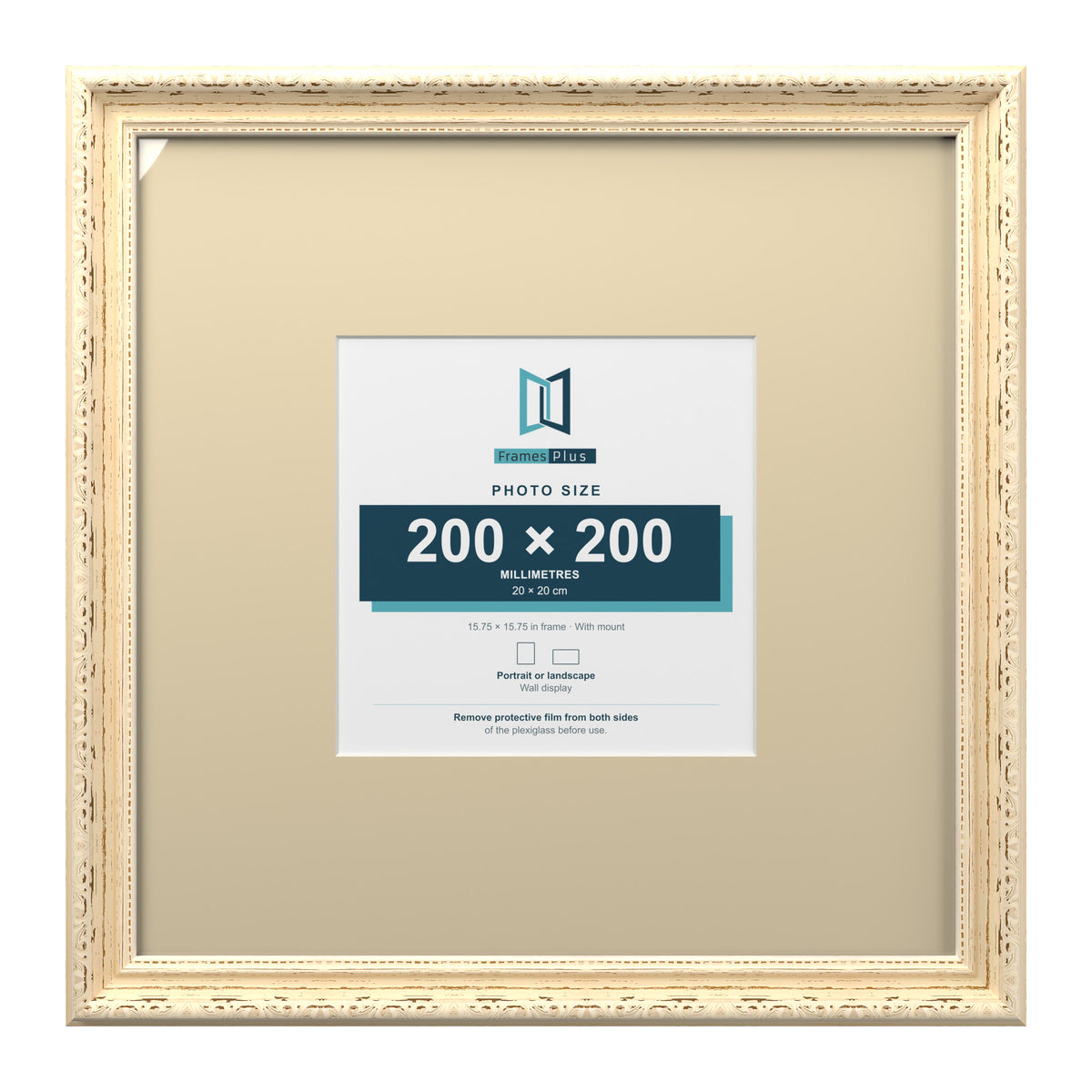 Louis Range Cream Picture, Photo & Poster Frame with Ivory Mount - 40x40cm Frame for 20x20cm Photo, Cream