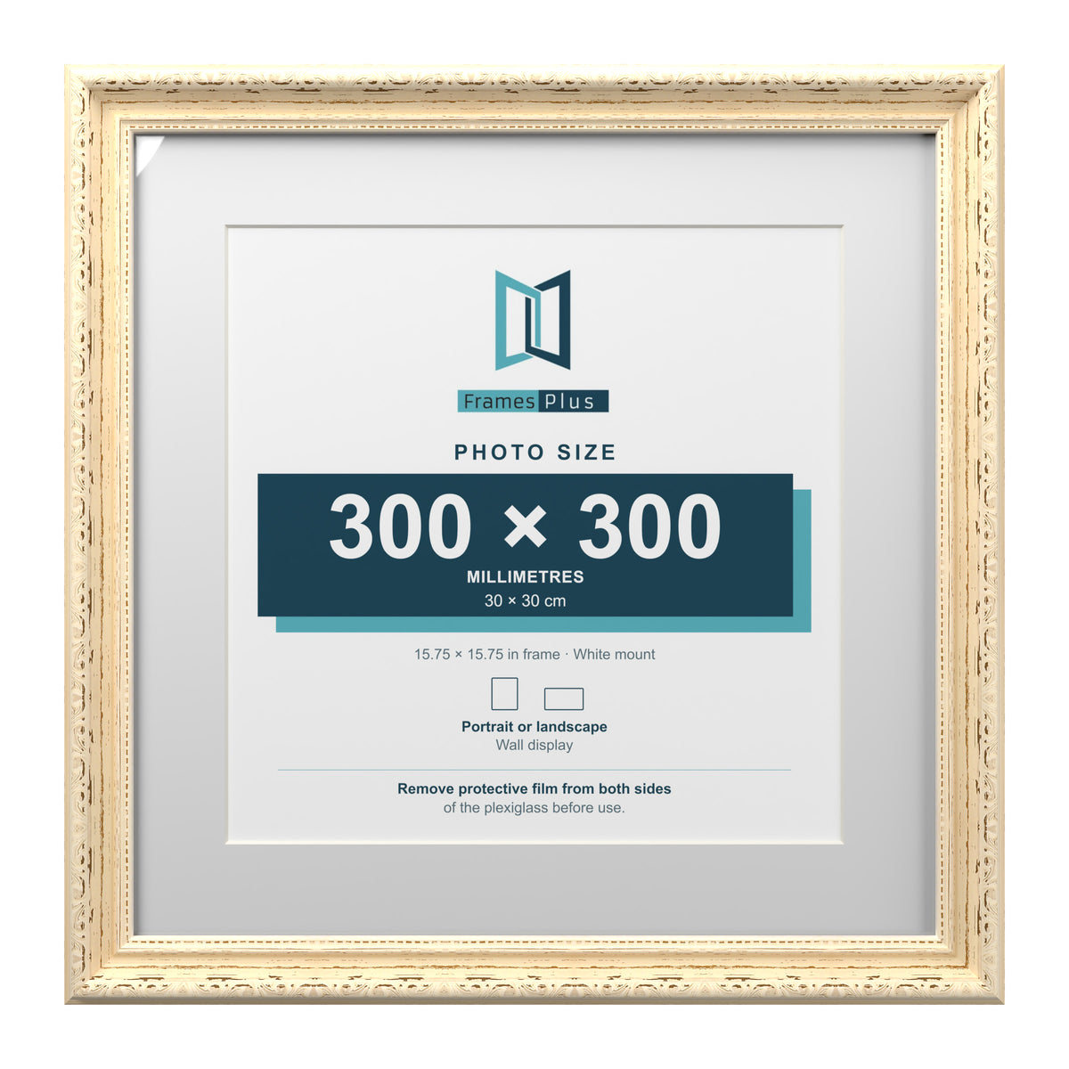 Louis Range Cream Picture, Photo & Poster Frame with White Mount - 40x40cm Frame for 30x30cm Photo, Cream
