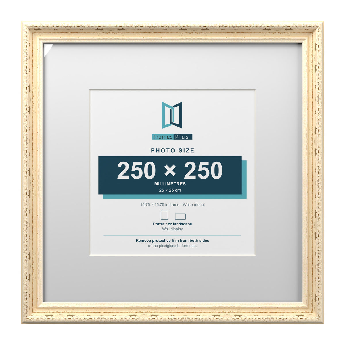 Louis Range Cream Picture, Photo & Poster Frame with White Mount - 40x40cm Frame for 25x25cm Photo, Cream