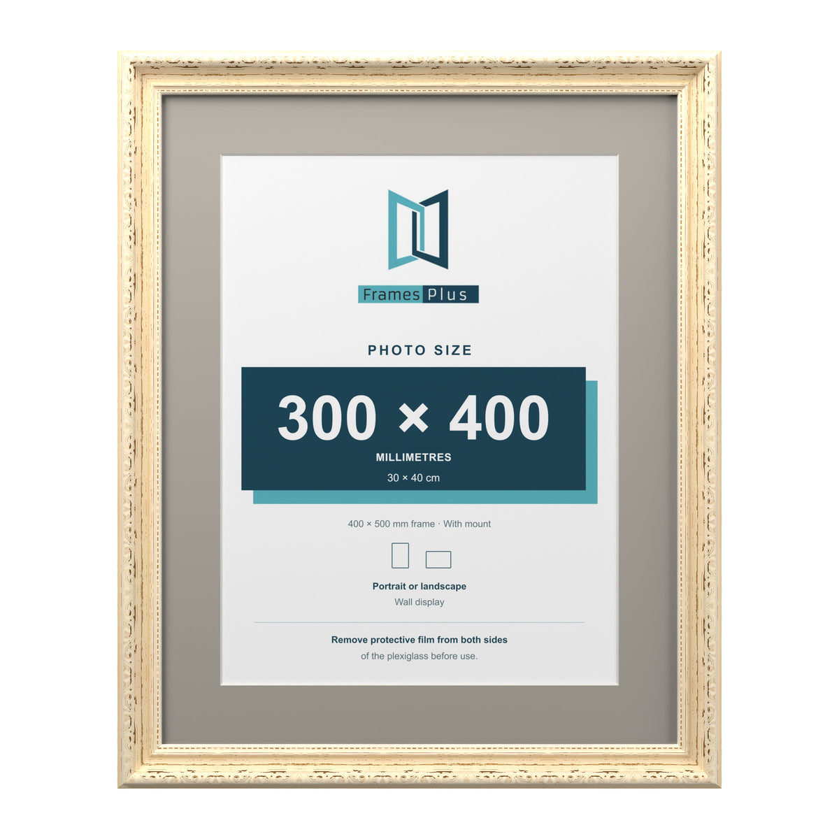 Louis Range Cream Picture, Photo & Poster Frame with Dawn Grey Mount - 50x40cm Frame for 40x30cm Photo, Cream