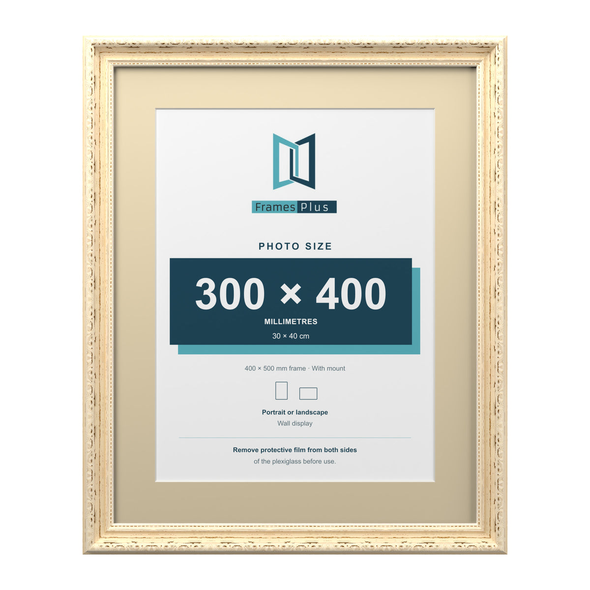 Louis Range Cream Picture, Photo & Poster Frame with Ivory Mount - 50x40cm Frame for 40x30cm Photo, Cream