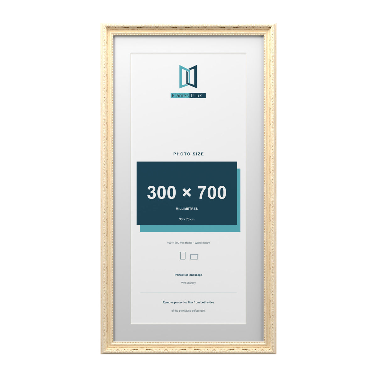 Louis Range Cream Picture, Photo & Poster Frame with White Mount - 80x40cm Frame for 70x30cm Photo, Cream