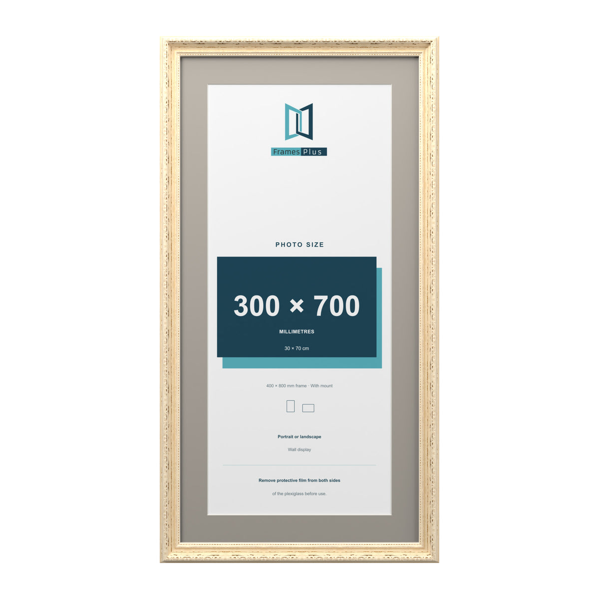 Louis Range Cream Picture, Photo & Poster Frame with Dawn Grey Mount - 80x40cm Frame for 70x30cm Photo, Cream