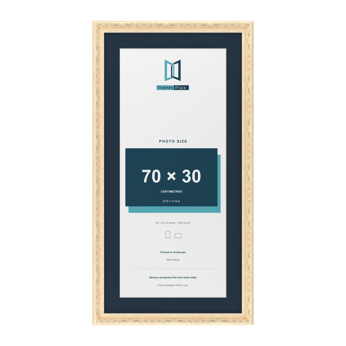 Louis Range Cream Picture, Photo & Poster Frame with Pacific Blue Mount - 80x40cm Frame for 70x30cm Photo, Cream