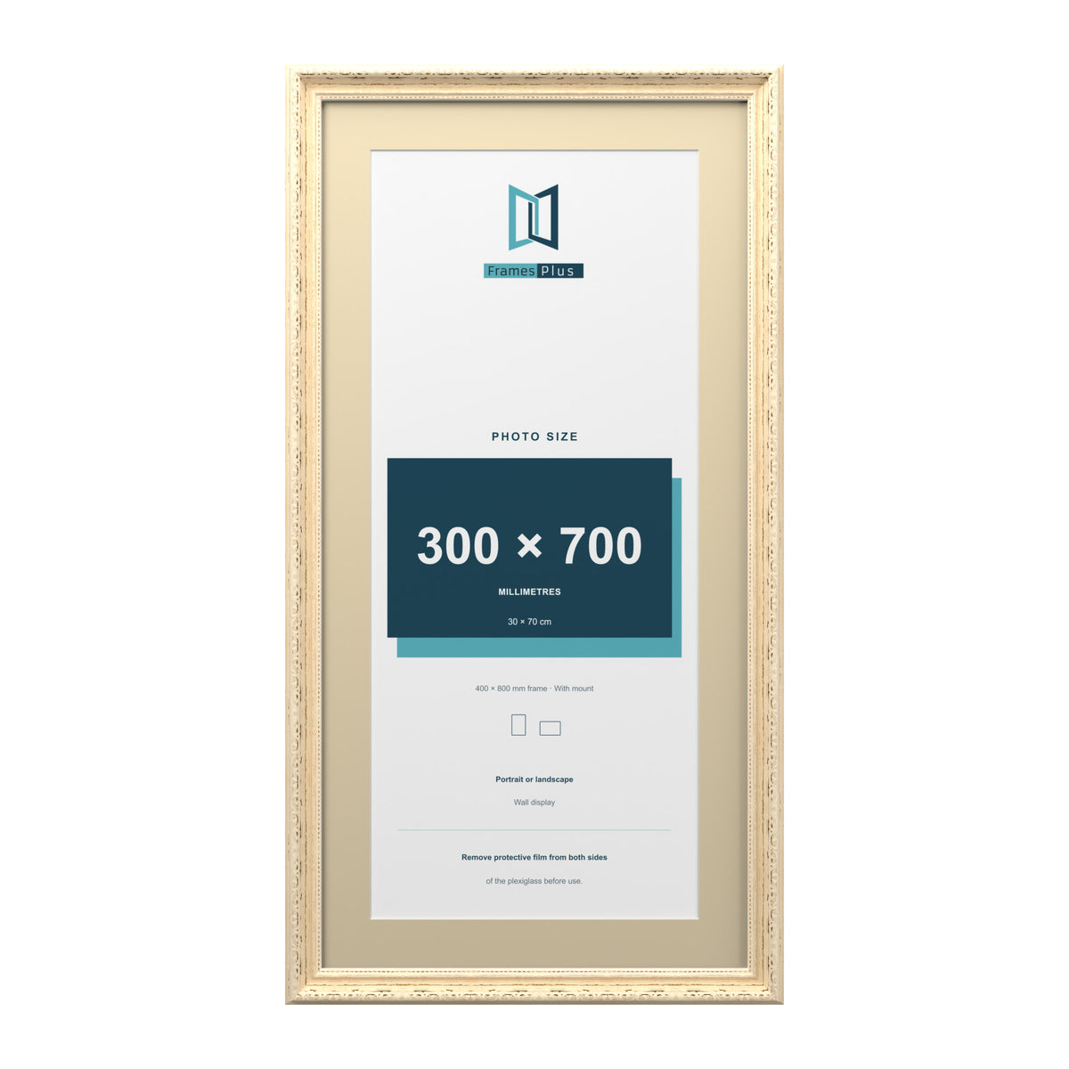 Louis Range Cream Picture, Photo & Poster Frame with Ivory Mount - 80x40cm Frame for 70x30cm Photo, Cream