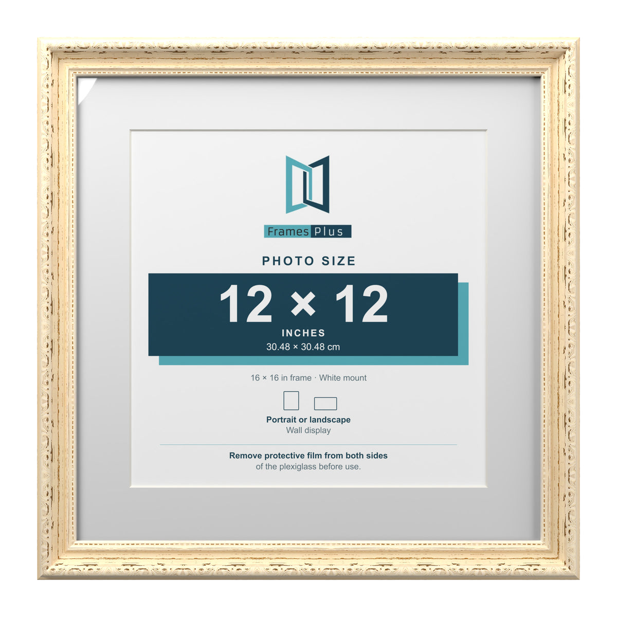 Louis Range Cream Picture, Photo & Poster Frame with White Mount - 16x16" Frame for 12x12" Photo, Cream