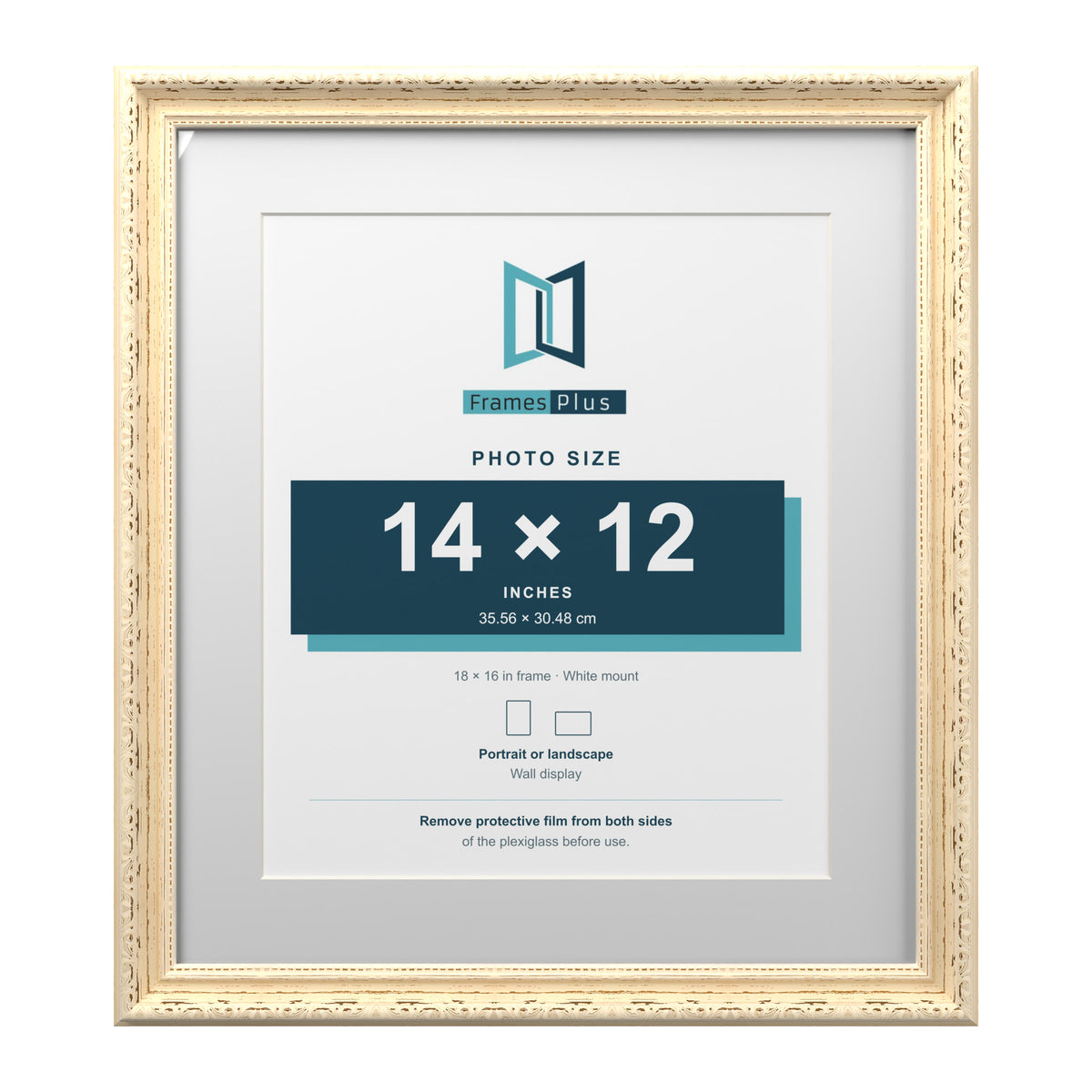 Louis Range Cream Picture, Photo & Poster Frame with White Mount - 18x16" Frame for 14x12" Photo, Cream