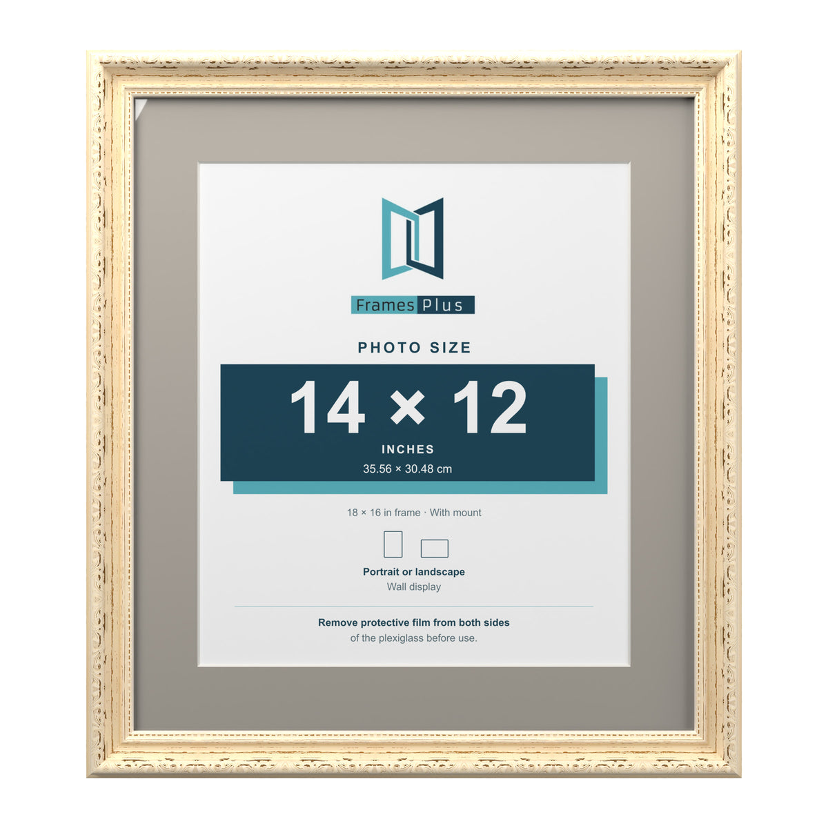 Louis Range Cream Picture, Photo & Poster Frame with Dawn Grey Mount - 18x16" Frame for 14x12" Photo, Cream