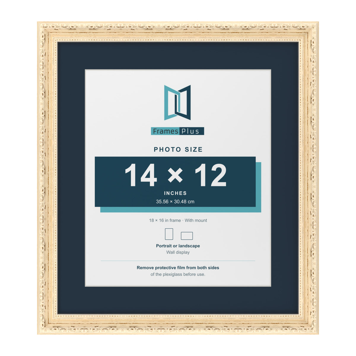 Louis Range Cream Picture, Photo & Poster Frame with Pacific Blue Mount - 18x16" Frame for 14x12" Photo, Cream