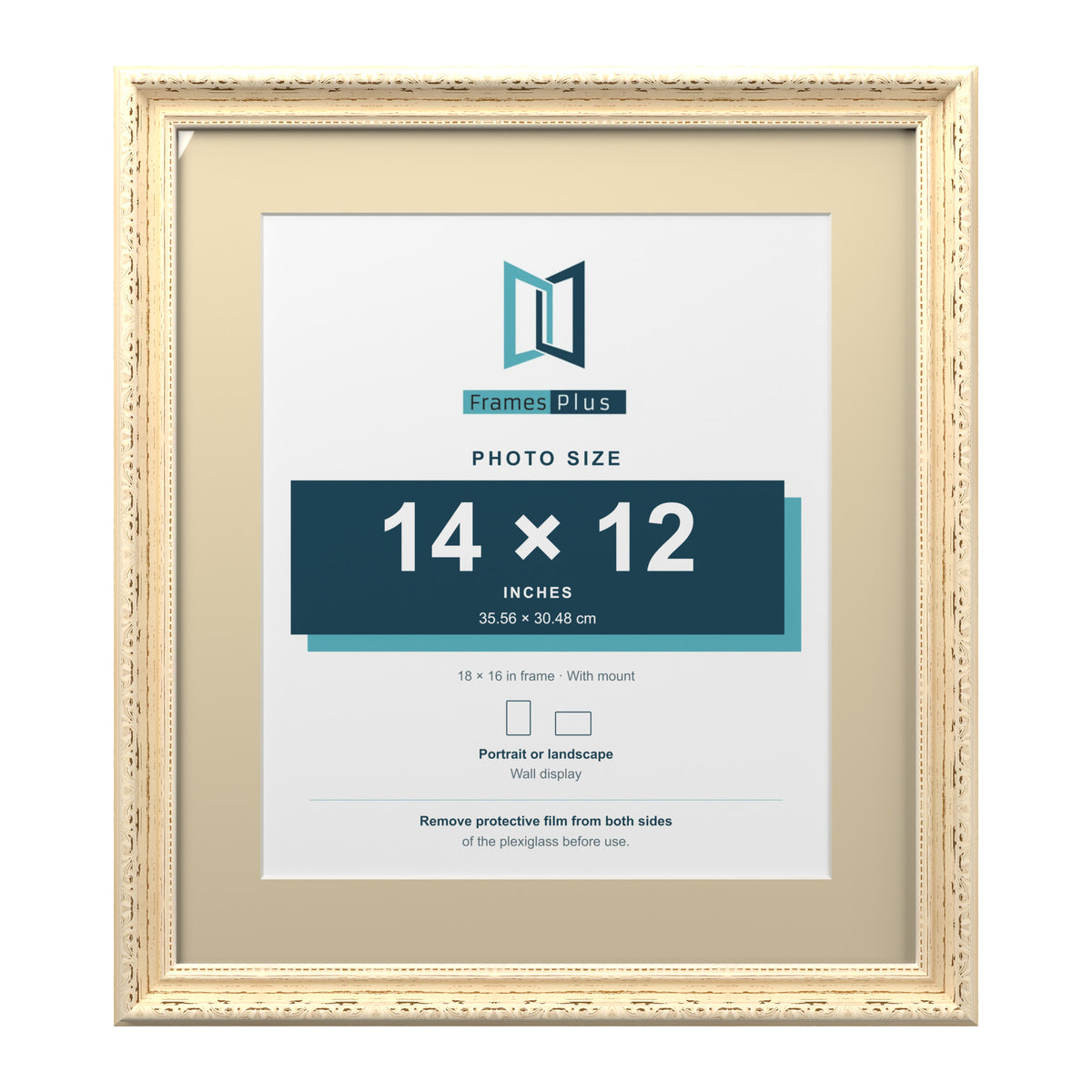 Louis Range Cream Picture, Photo & Poster Frame with Ivory Mount - 18x16" Frame for 14x12" Photo, Cream
