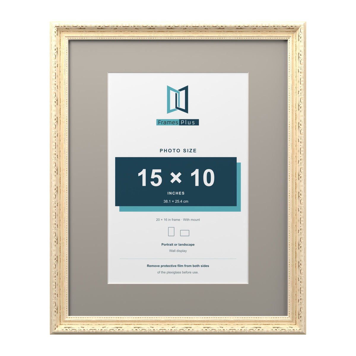 Louis Range Cream Picture, Photo & Poster Frame with Dawn Grey Mount - 20x16" Frame for 15x10" Photo, Cream