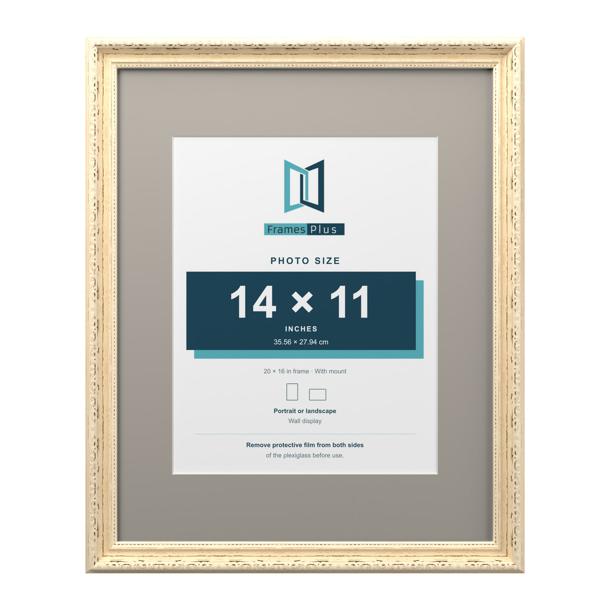 Louis Range Cream Picture, Photo & Poster Frame with Dawn Grey Mount - 20x16" Frame for 14x11" Photo, Cream