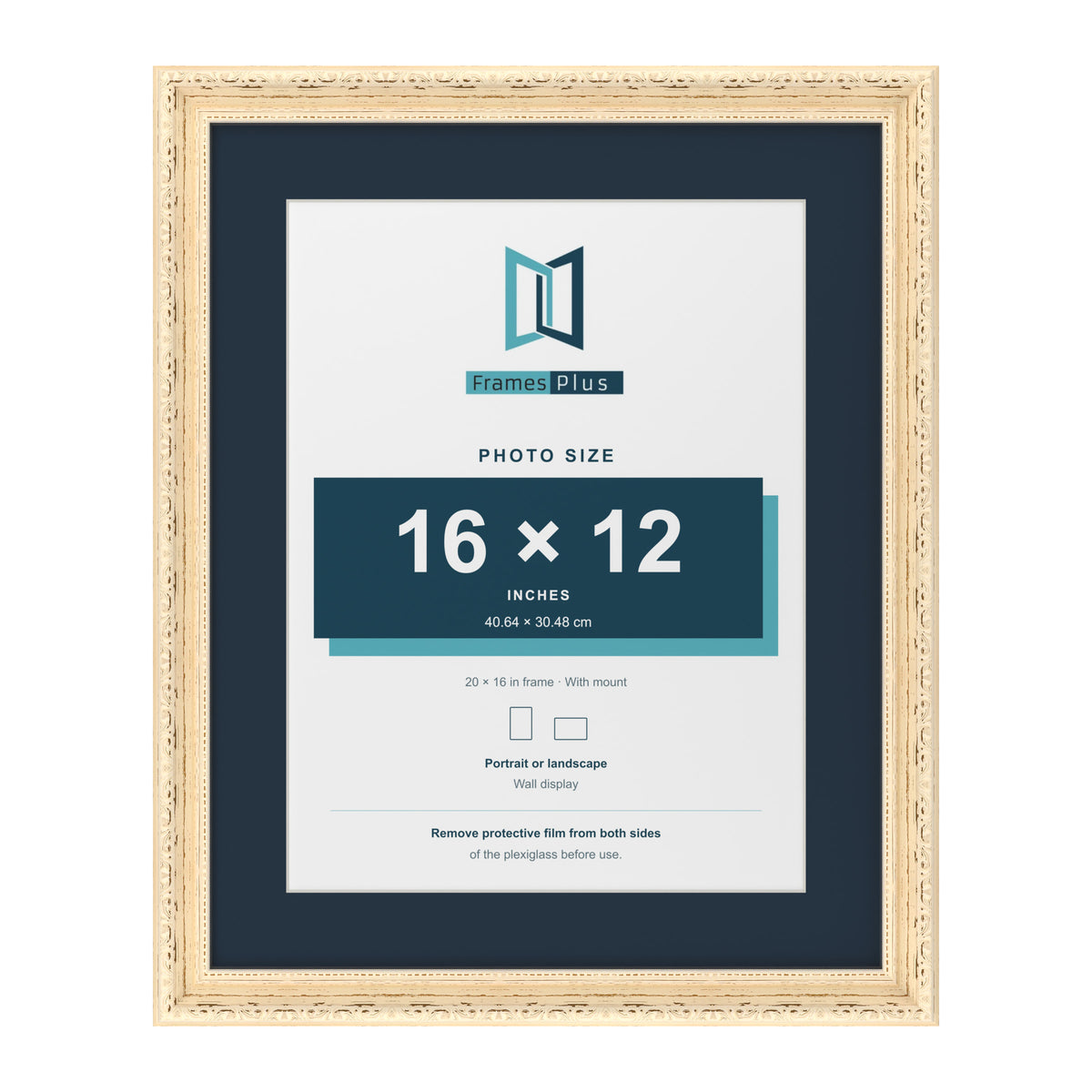Louis Range Cream Picture, Photo & Poster Frame with Pacific Blue Mount - 20x16" Frame for 16x12" Photo, Cream