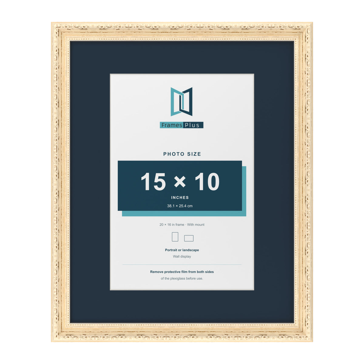 Louis Range Cream Picture, Photo & Poster Frame with Pacific Blue Mount - 20x16" Frame for 15x10" Photo, Cream