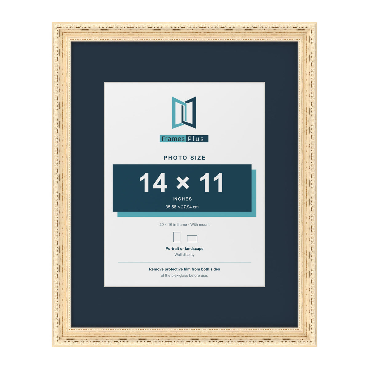 Louis Range Cream Picture, Photo & Poster Frame with Pacific Blue Mount - 20x16" Frame for 14x11" Photo, Cream