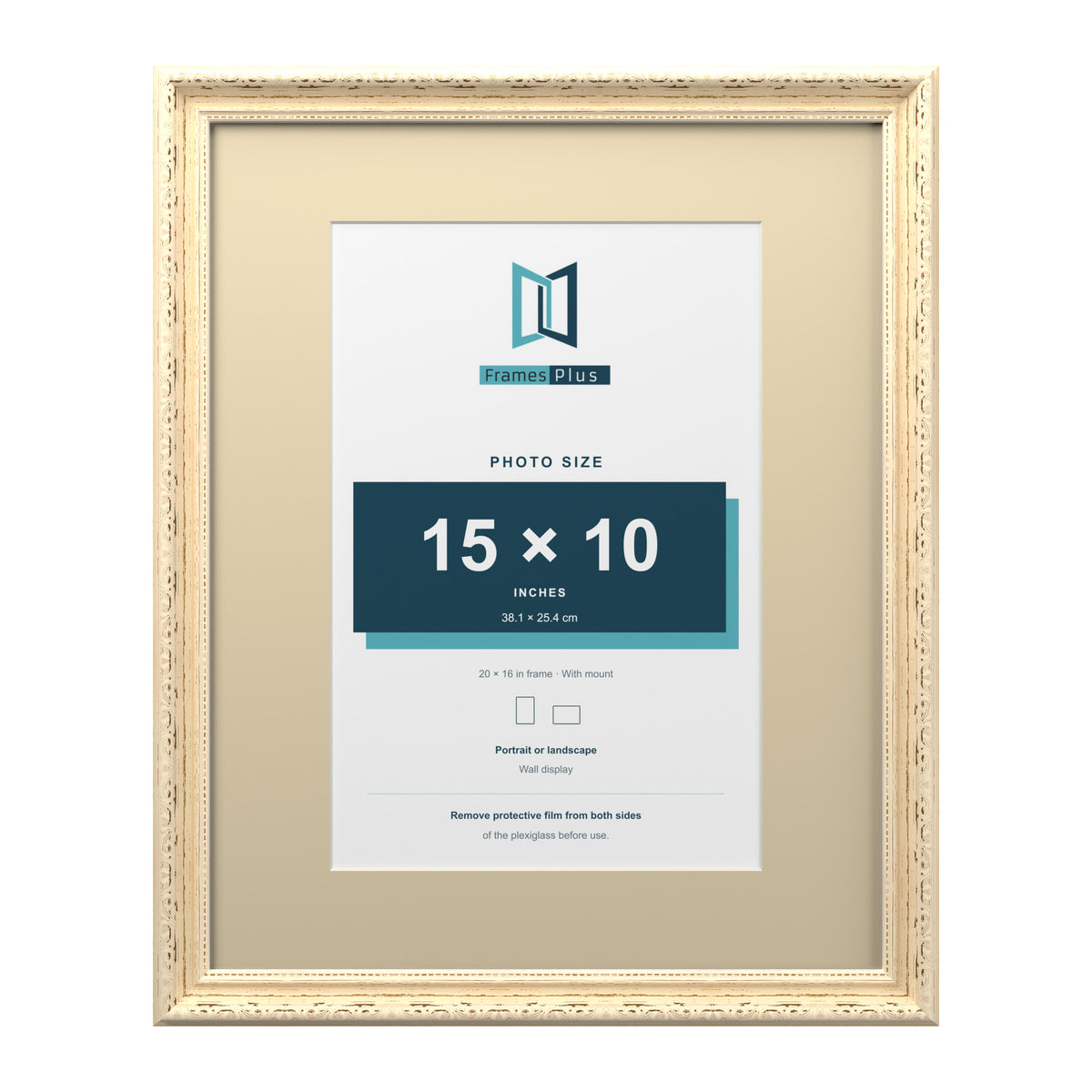 Louis Range Cream Picture, Photo & Poster Frame with Ivory Mount - 20x16" Frame for 15x10" Photo, Cream