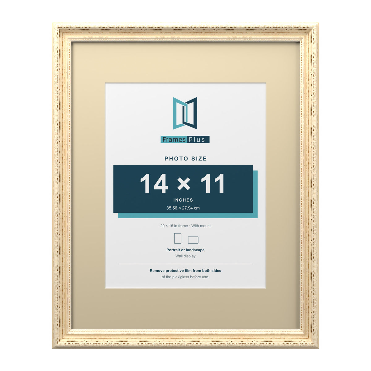 Louis Range Cream Picture, Photo & Poster Frame with Ivory Mount - 20x16" Frame for 14x11" Photo, Cream