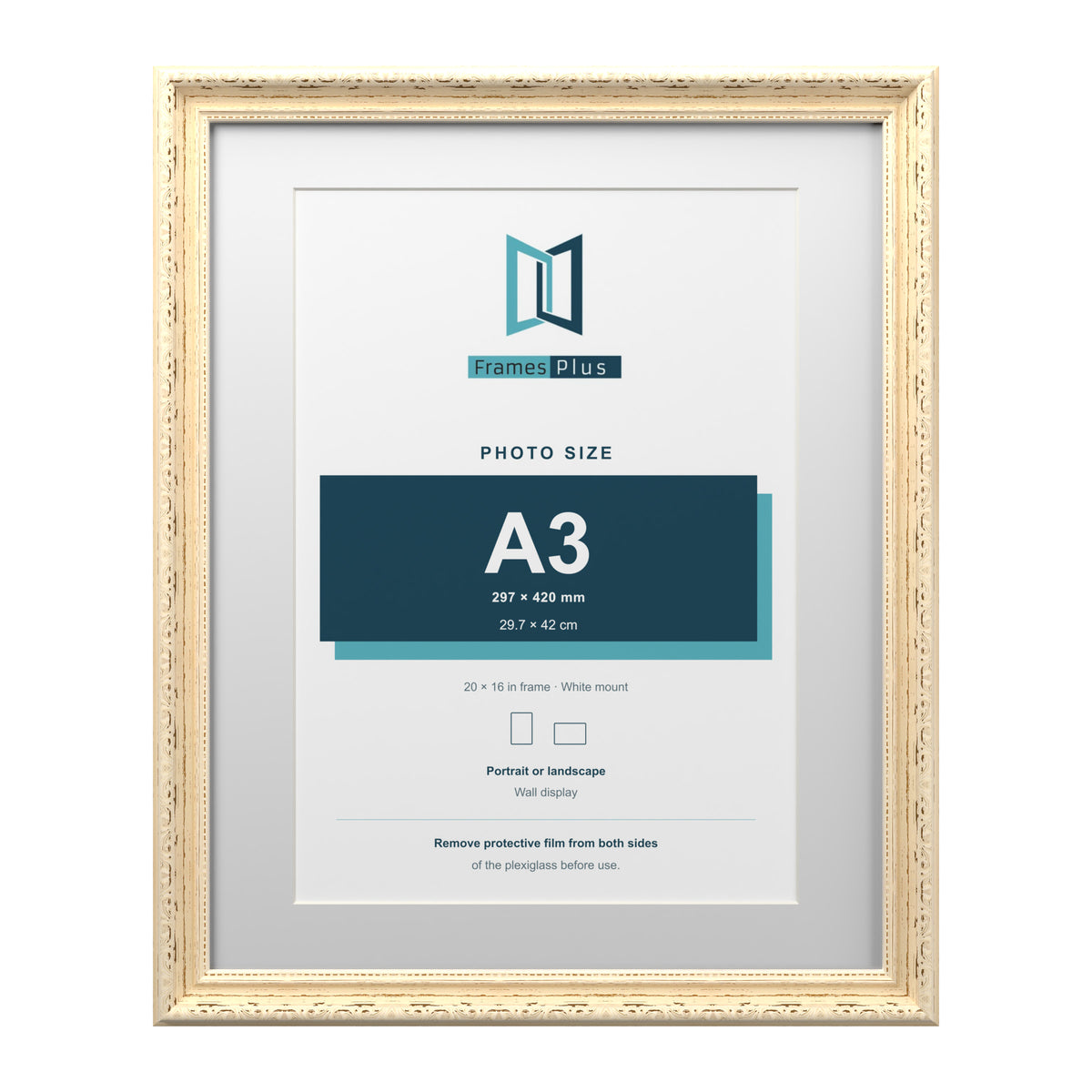 Louis Range Cream Picture, Photo & Poster Frame with White Mount - 20x16" Frame for A3 Photo, Cream