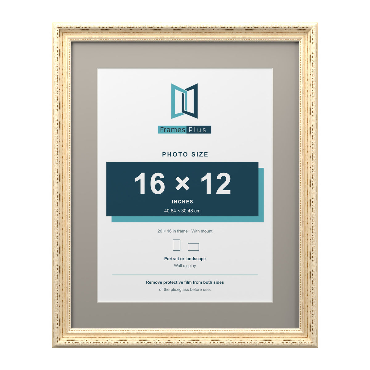 Louis Range Cream Picture, Photo & Poster Frame with Dawn Grey Mount - 20x16" Frame for 16x12" Photo, Cream