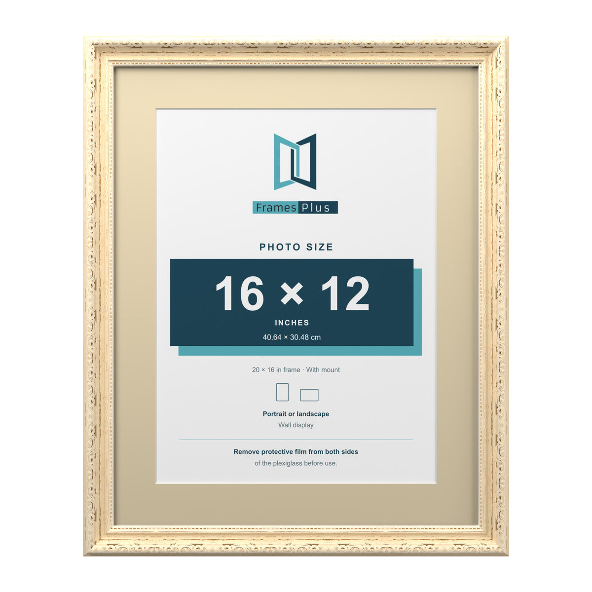 Louis Range Cream Picture, Photo & Poster Frame with Ivory Mount - 20x16" Frame for 16x12" Photo, Cream