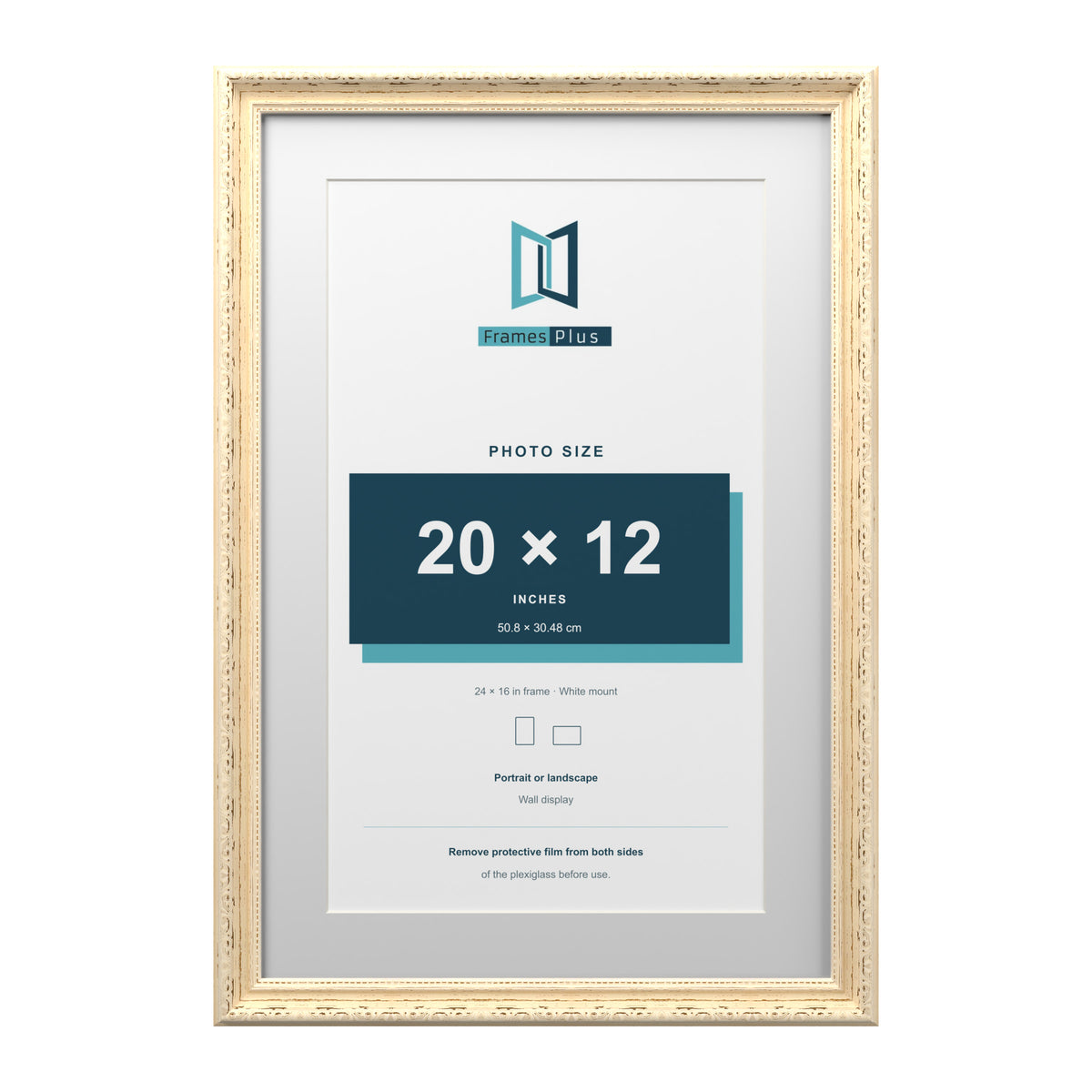 Louis Range Cream Picture, Photo & Poster Frame with White Mount - 24x16" Frame for 20x12" Photo, Cream