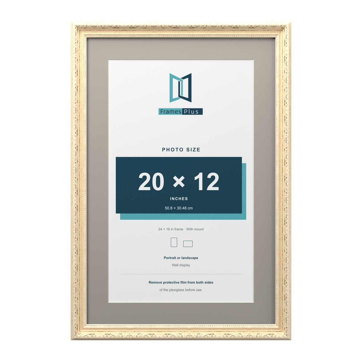 Louis Range Cream Picture, Photo & Poster Frame with Dawn Grey Mount - 24x16" Frame for 20x12" Photo, Cream