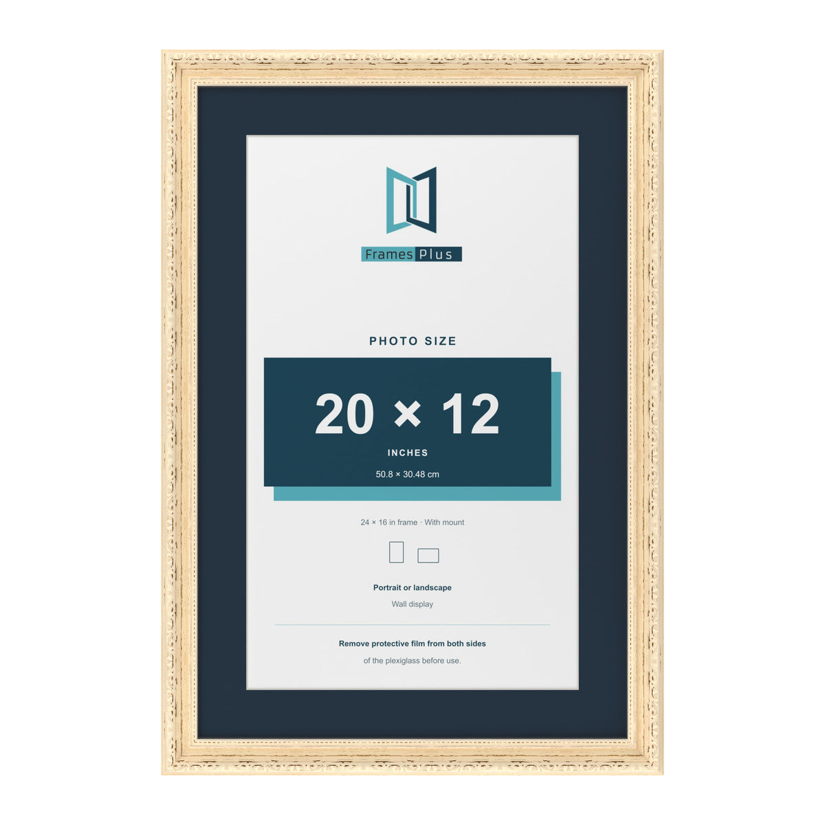 Louis Range Cream Picture, Photo & Poster Frame with Pacific Blue Mount - 24x16" Frame for 20x12" Photo, Cream