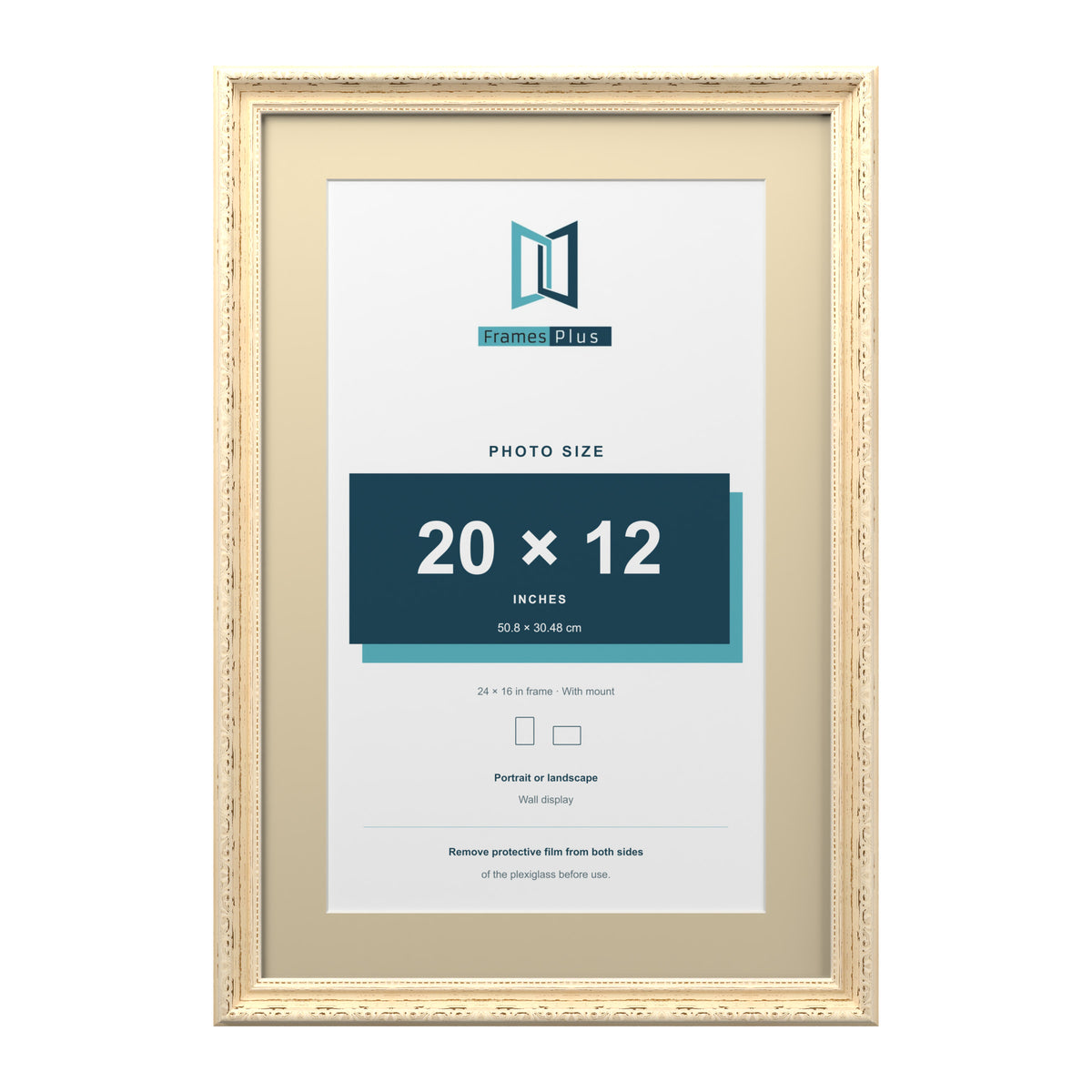 Louis Range Cream Picture, Photo & Poster Frame with Ivory Mount - 24x16" Frame for 20x12" Photo, Cream