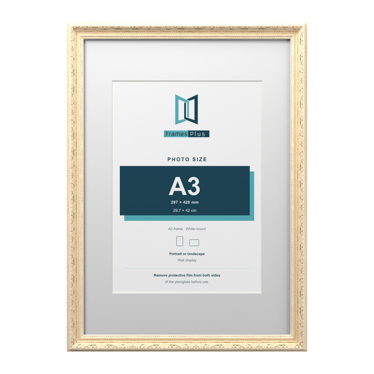 Louis Range Cream Picture, Photo & Poster Frame with White Mount - A2 Frame for A3 Photo, Cream