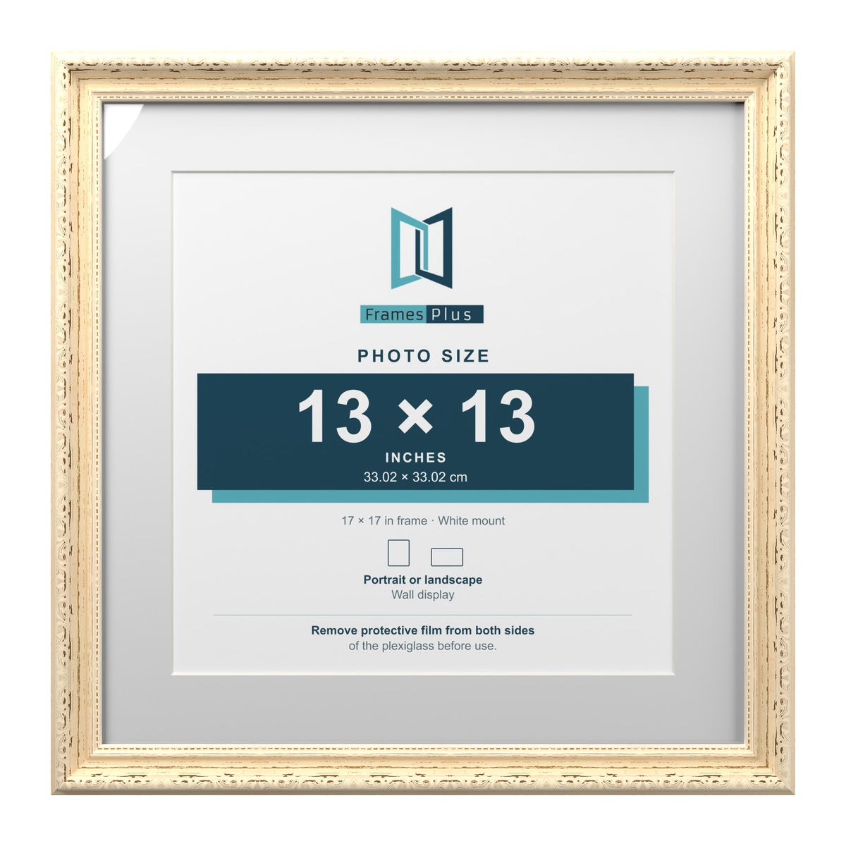Louis Range Cream Picture, Photo & Poster Frame with White Mount - 17x17" Frame for 13x13" Photo, Cream