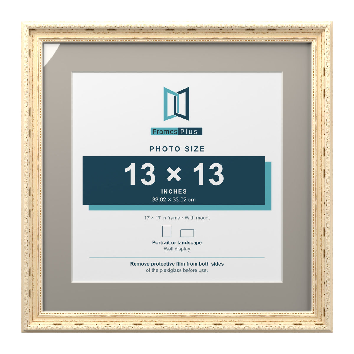 Louis Range Cream Picture, Photo & Poster Frame with Dawn Grey Mount - 17x17" Frame for 13x13" Photo, Cream