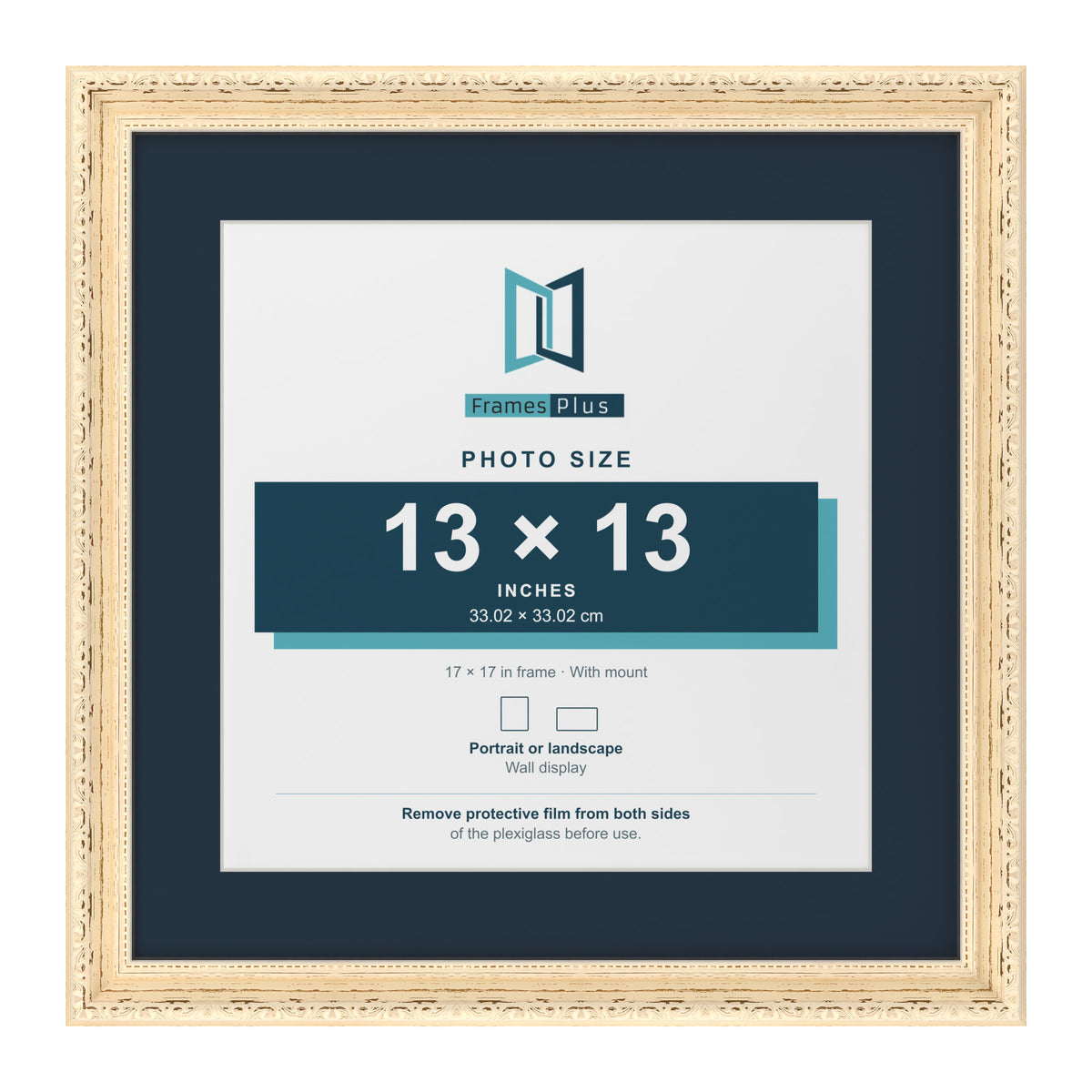 Louis Range Cream Picture, Photo & Poster Frame with Pacific Blue Mount - 17x17" Frame for 13x13" Photo, Cream