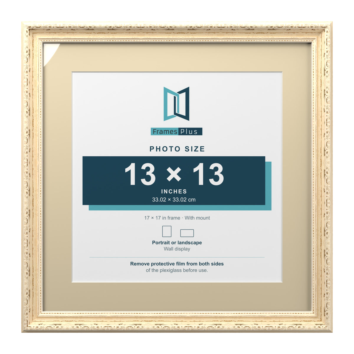 Louis Range Cream Picture, Photo & Poster Frame with Ivory Mount - 17x17" Frame for 13x13" Photo, Cream