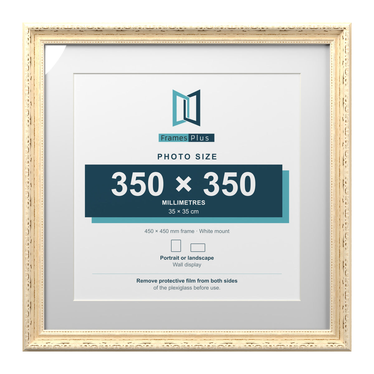 Louis Range Cream Picture, Photo & Poster Frame with White Mount - 45x45cm Frame for 35x35cm Photo, Cream