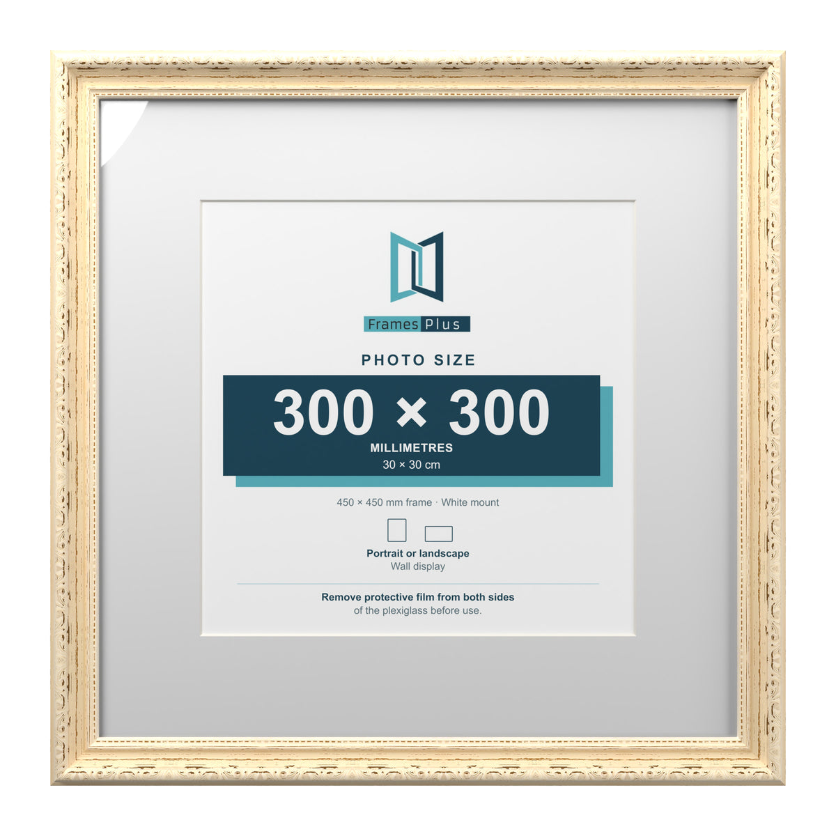 Louis Range Cream Picture, Photo & Poster Frame with White Mount - 45x45cm Frame for 30x30cm Photo, Cream