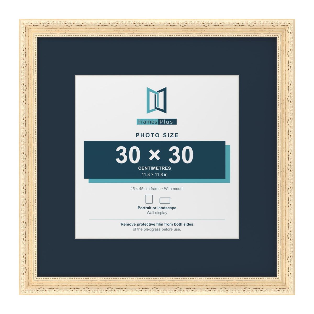 Louis Range Cream Picture, Photo & Poster Frame with Pacific Blue Mount - 45x45cm Frame for 30x30cm Photo, Cream