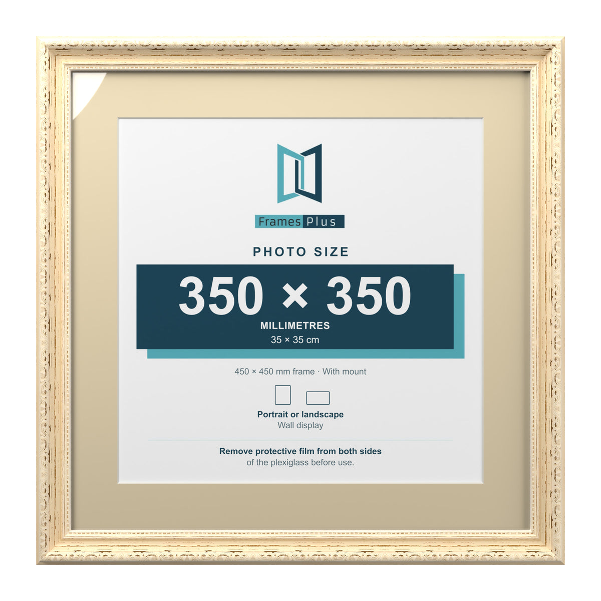 Louis Range Cream Picture, Photo & Poster Frame with Ivory Mount - 45x45cm Frame for 35x35cm Photo, Cream